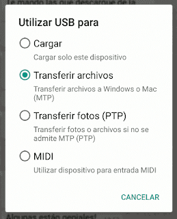 Transferencia por USB en MTP