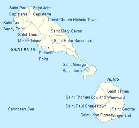 Pembagian wilayah administratif Saint Kitts and Nevis