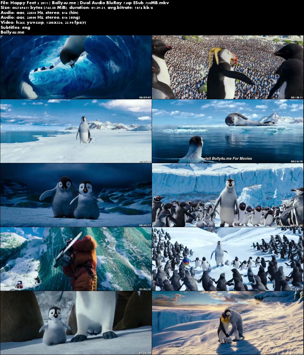 Happy Feet Two 2011 BRRip 750MB Hindi Dual Audio 720p ESub Download Happy Feet Two 2011 BRRip 750MB Hindi Dual Audio 720p ESub Download