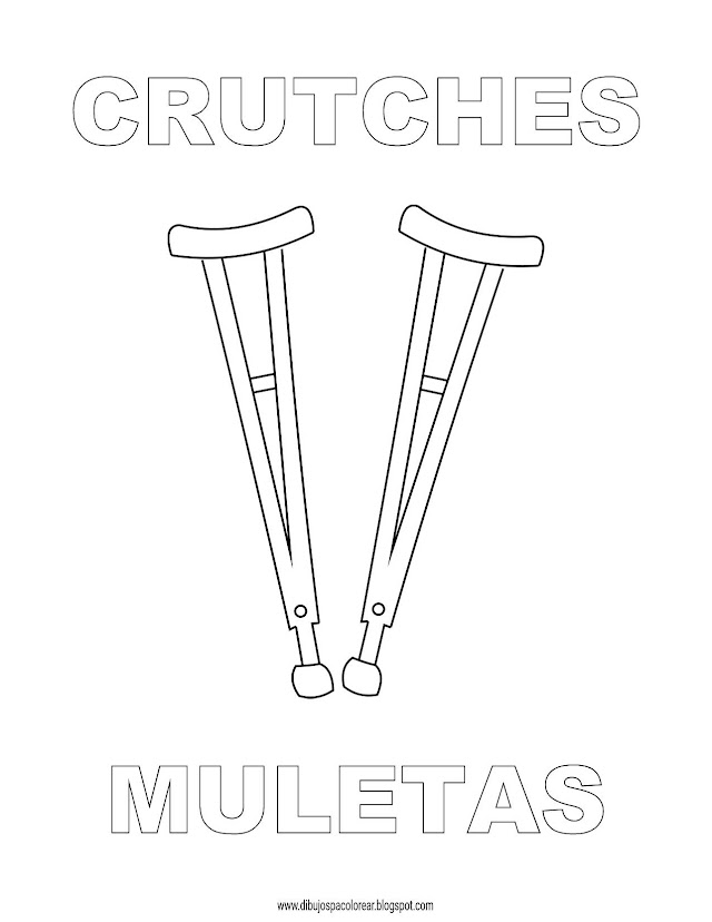 Dibujos Inglés - Español con M: Muletas - Crutches