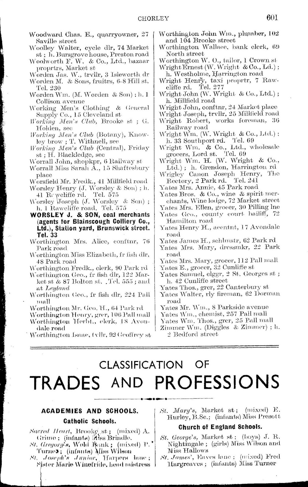 Chorley Commercial & Trade Directories 1936 Barratt's Directory of Preston