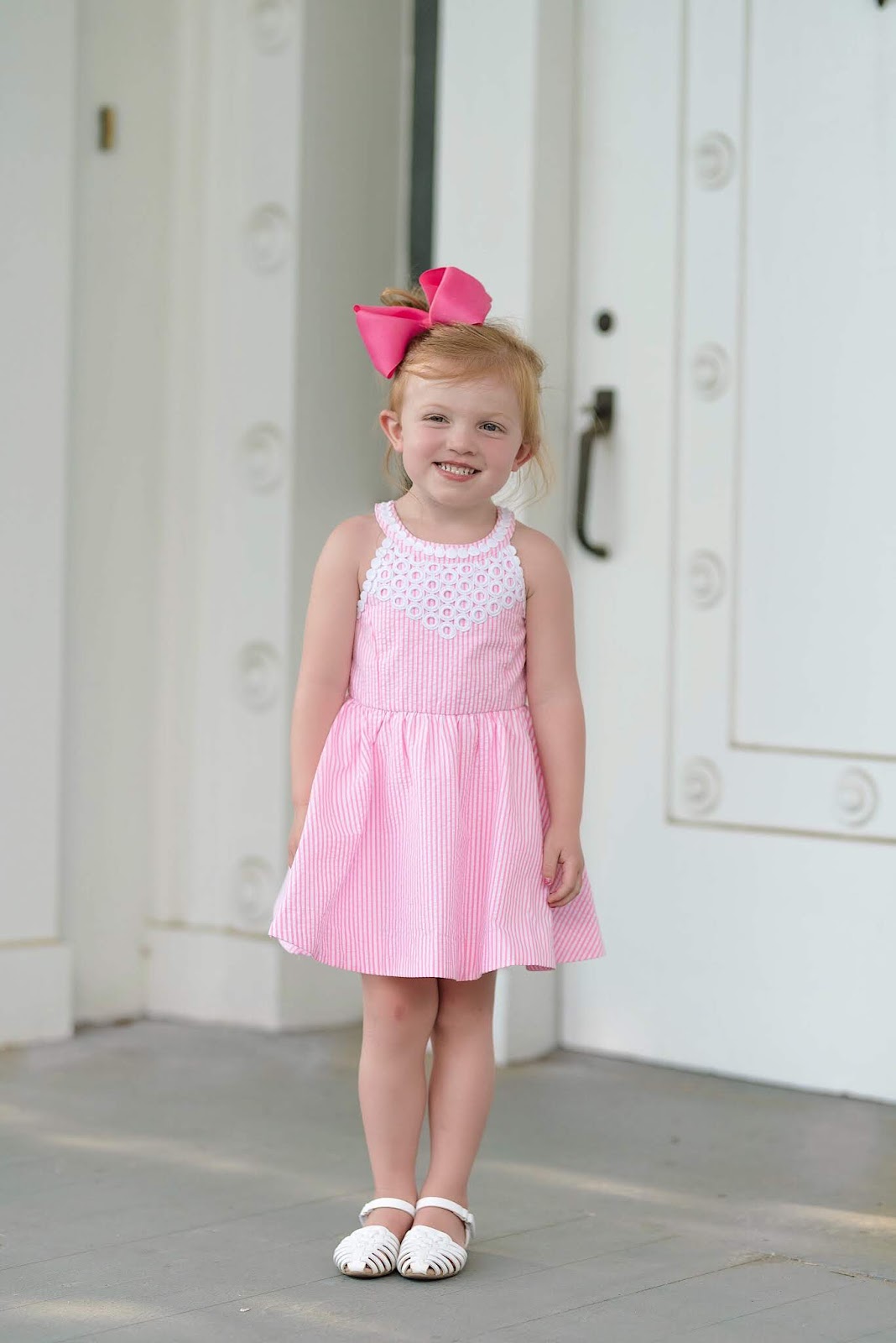 Lilly Pulitzer Girls Kinley Dress in Pink Cosmo Seersucker - Something Delightful Blog