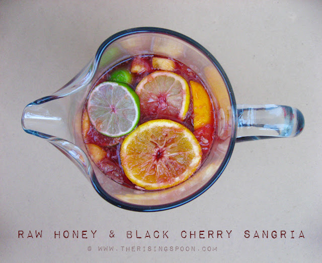 Red Wine Sangria with Raw Honey & Black Cherry Juice | www.therisingspoon.com