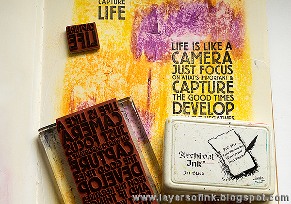 Layers of ink - Distress Crayon Texture Capture Life Journal Tutorial by Anna-Karin, with stamps by Darkroom Door