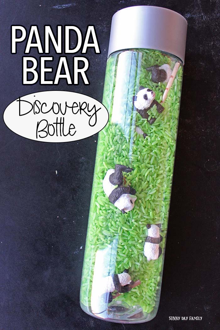 Make a panda bear discovery bottle for this month's Family Dinner Book Club! This fun I Spy activity is also perfect for learning about pandas or a panda theme unit - it's super easy to make and lots of fun!