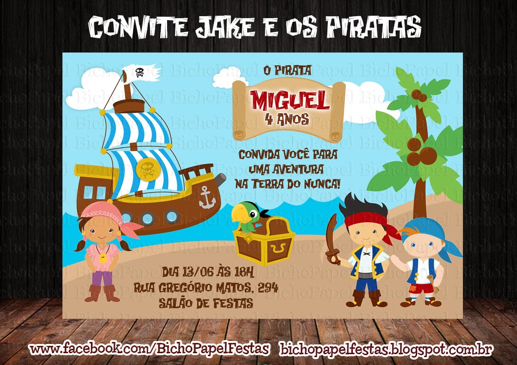 Arte Convite Jake e os Piratas