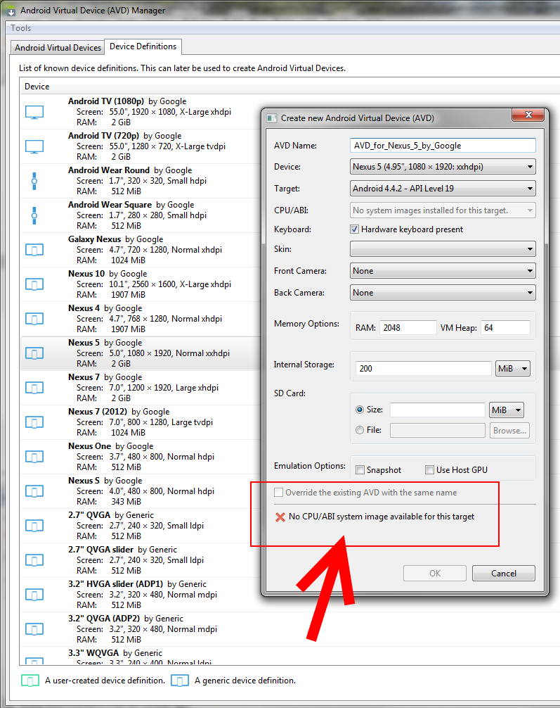 codingtrabla: Android Studio: No CPU/ABI system image