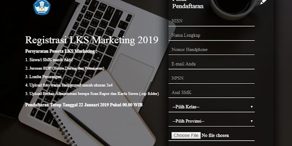 Registrasi LKS Marketing Tahun 2019