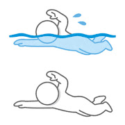 泳ぐ棒人間のイラスト