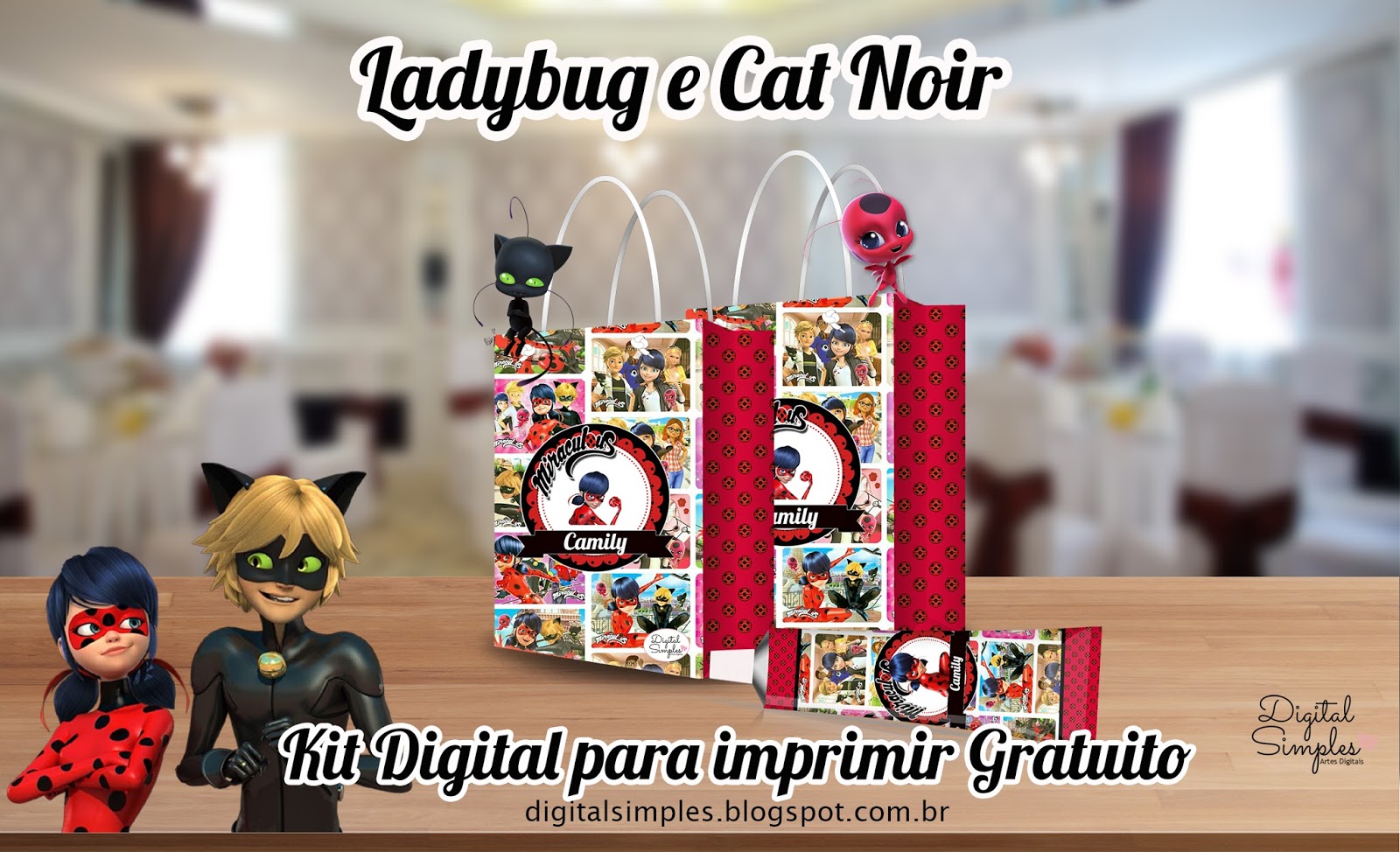Kit Imprimible Candy Bar Ladybug Miraculous Cat Noir Full