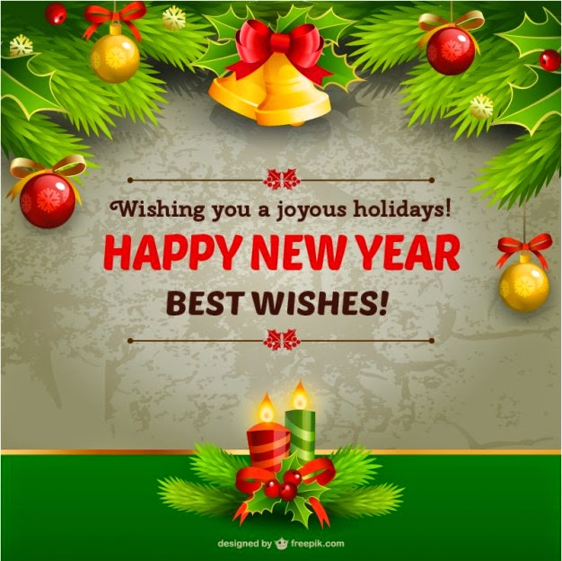 New Year card with Christmas ornaments Freebies PSD