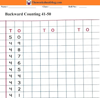 Backward counting worksheets
