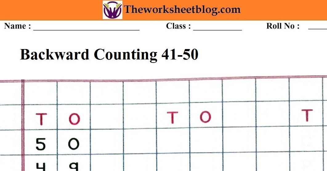 Backward counting 50-1 worksheets