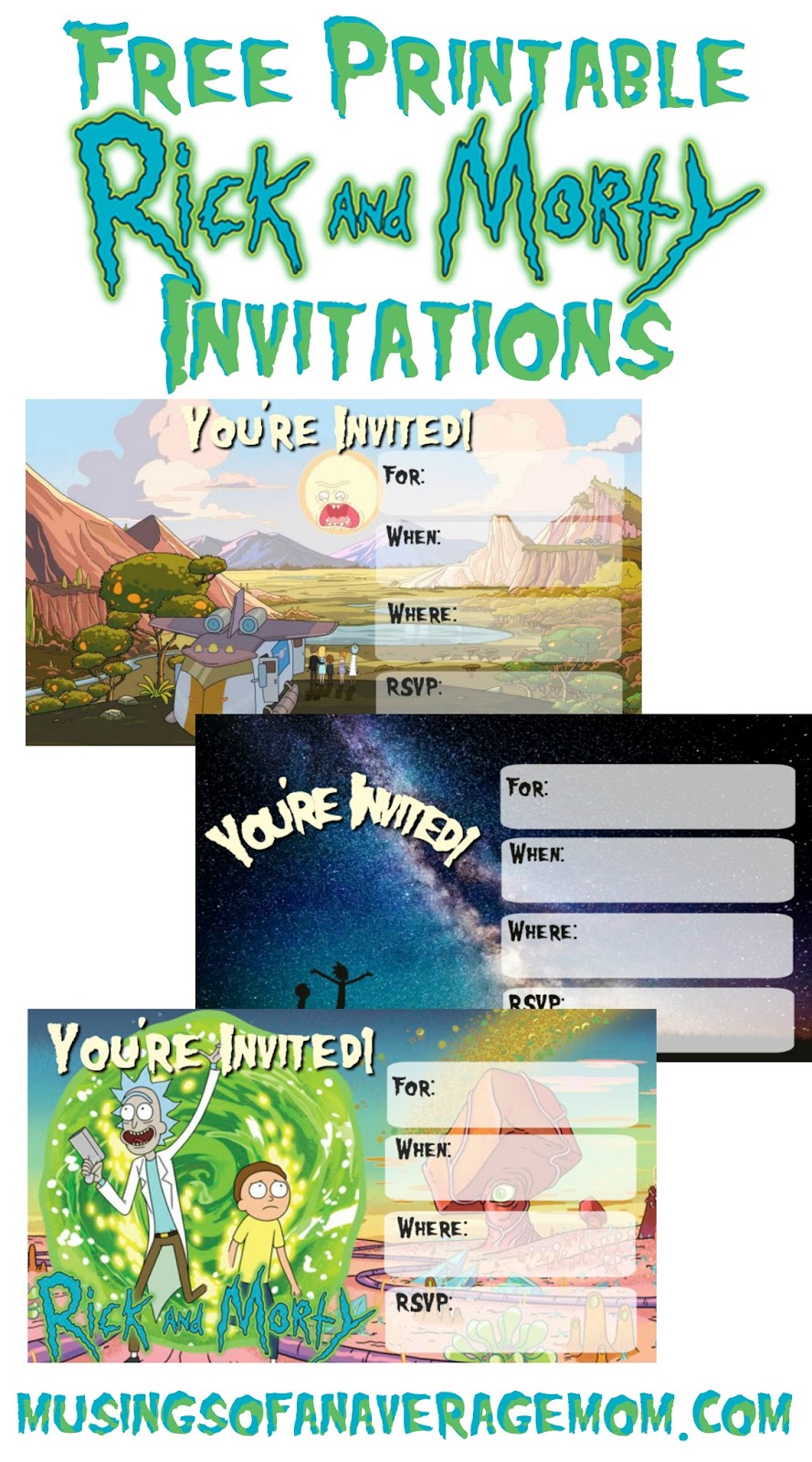 Musings Of An Average Mom Rick And Morty Invitations