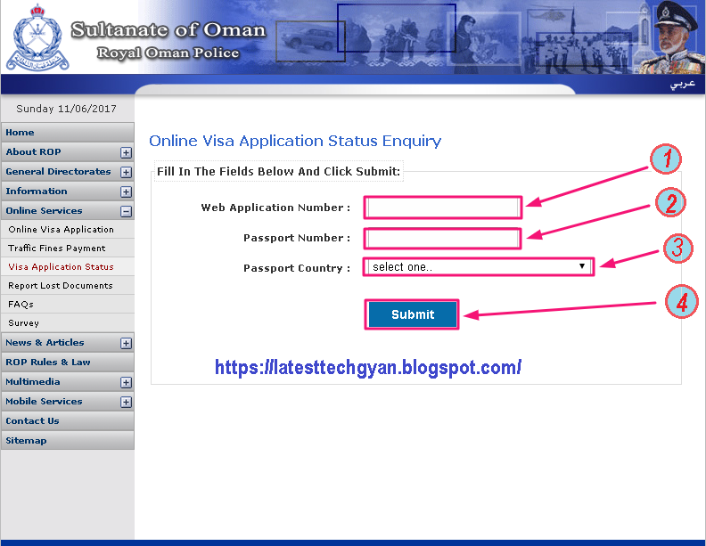 how to check saltanate of Oman visa status online GCC INFO TECH