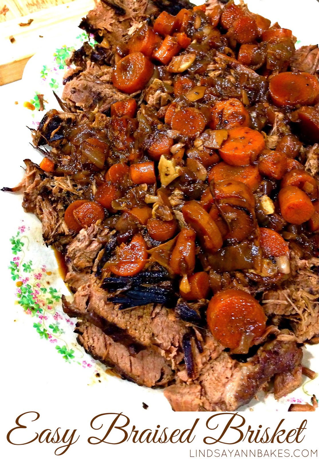 Red Wine Braised Beef Brisket with Caramelized Onions and Carrots The