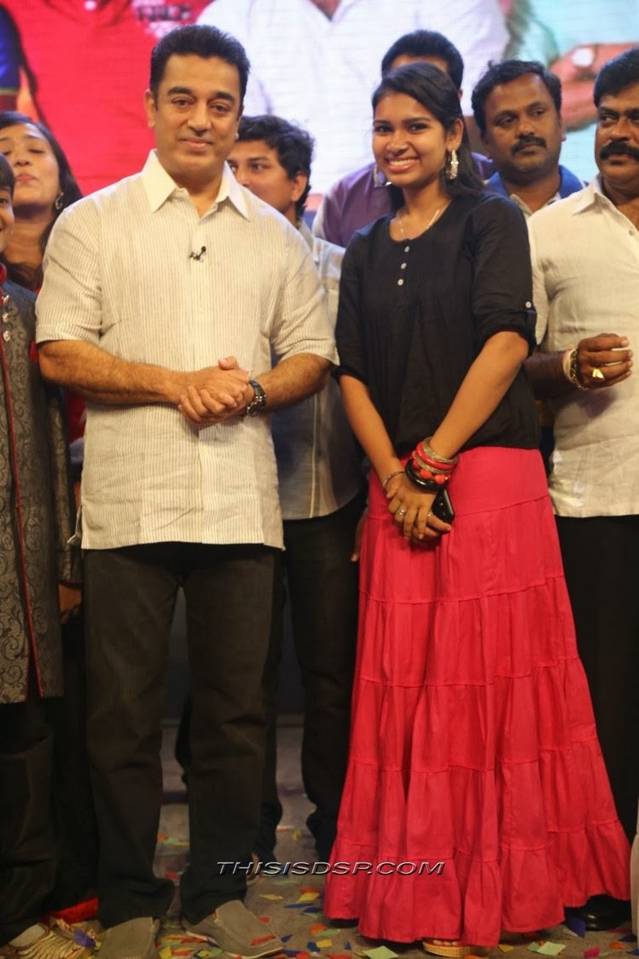 Kamal Hasaan with Singer Manasi at Bramman Audio launch