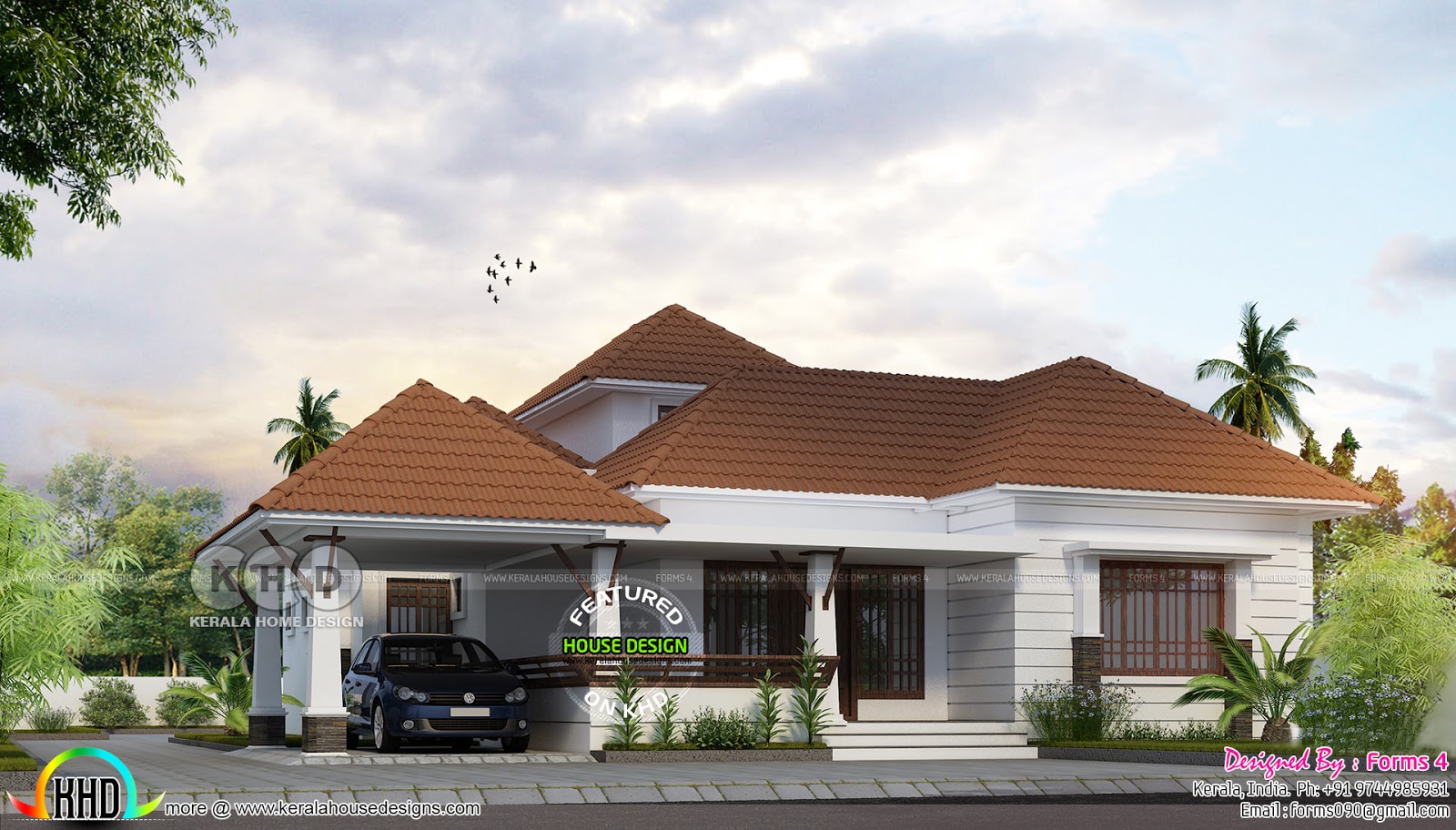 3 bedroom single floor home design plan - Kerala home design and floor