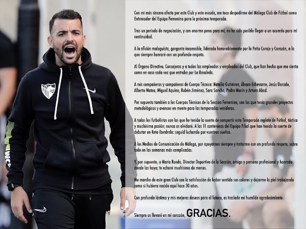 Oficial: Málaga Femenino, José Herrera deja de ser entrenador del equipo