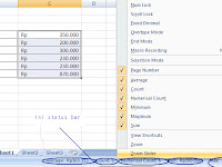 Kalkulasi dari status Bar di Excel