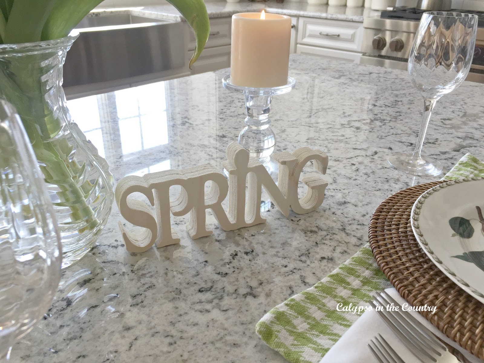 Spring Table Setting on the Island - plus a whole collection of other seasonal table settings