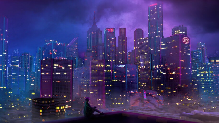 Night, City, Buildings, Scenery, 4K, #6.748
