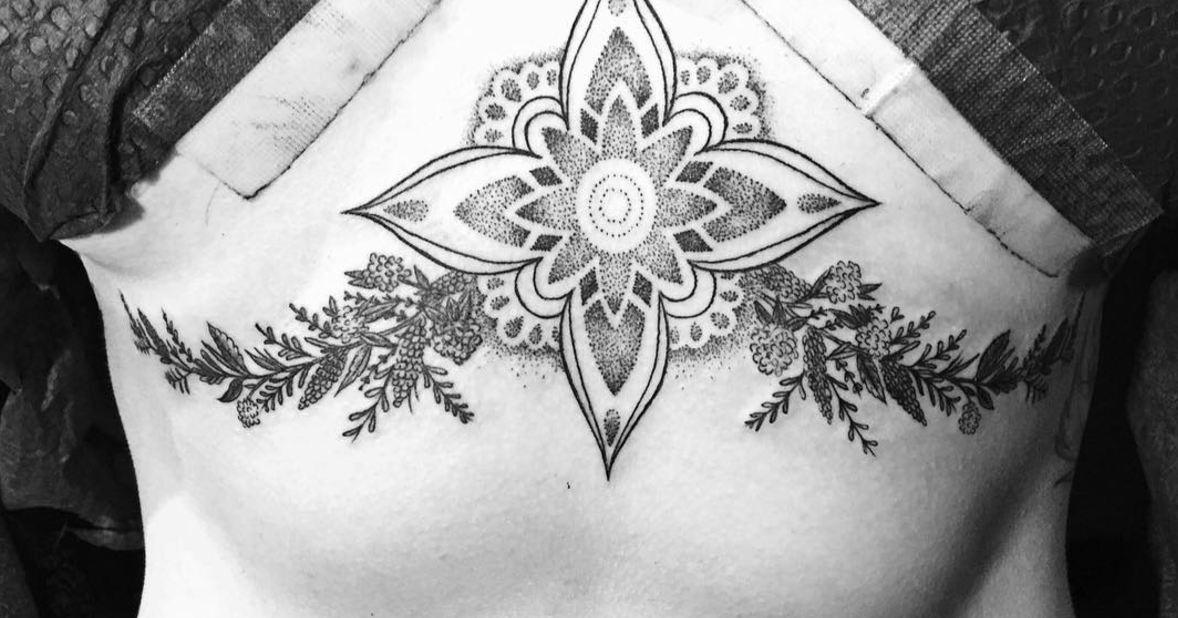 3. Underboob Flower Tattoo Placement - wide 2