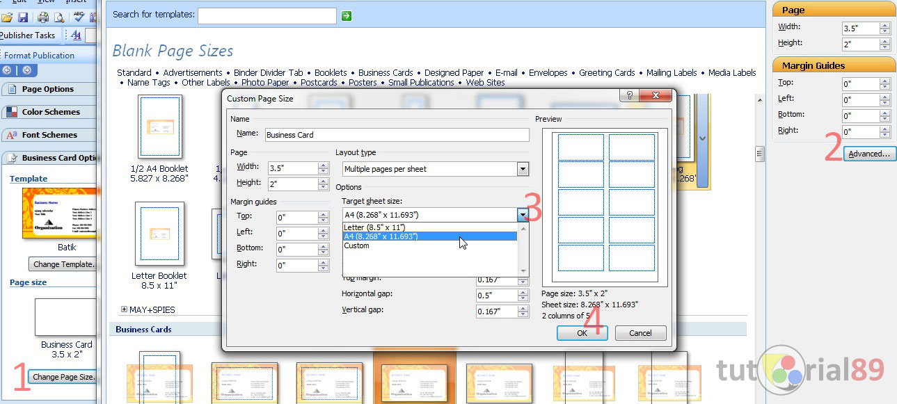 Cara membuat kartu nama dengan Microsoft publisher 