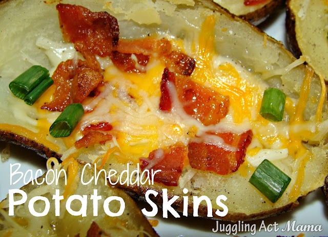 Bacon Cheddar Potato Skins - Juggling Act Mama
