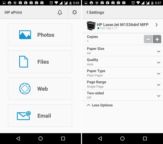 hp printer app for android