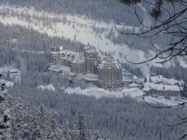 fairmont banff springs hotel from sulphur mountain trail