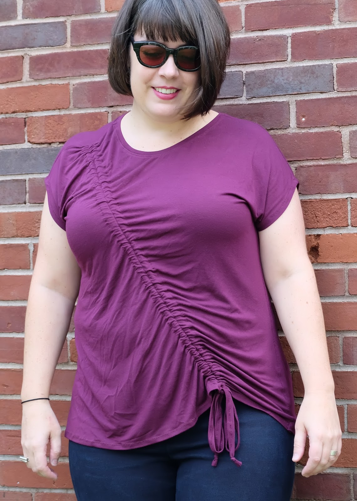 ruched drawstring top white