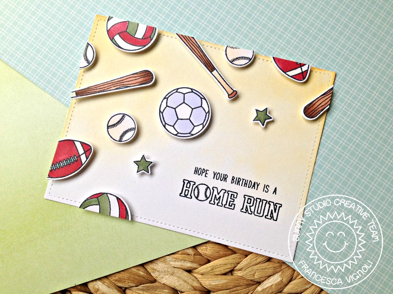 Sunny Studio Team Player Sports Themed Birthday Card with Franci