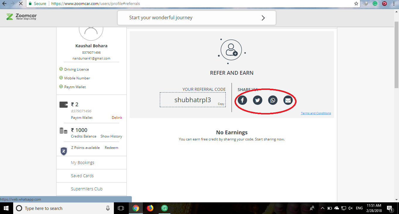 zoomcar first user promo code