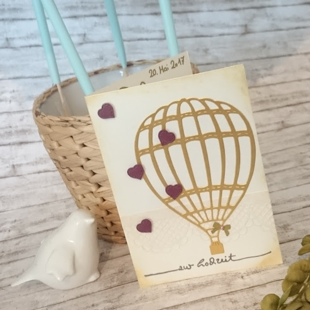 [DIY] Wedding Card: Golden Hot Air Balloon // Hochzeitskarte: Goldener Heißluftballon