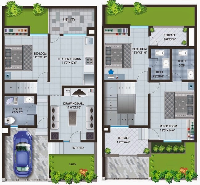 Denah Rumah Minimalis Modern Sederhana 1 dan 2 Lantai - Desain Rumah