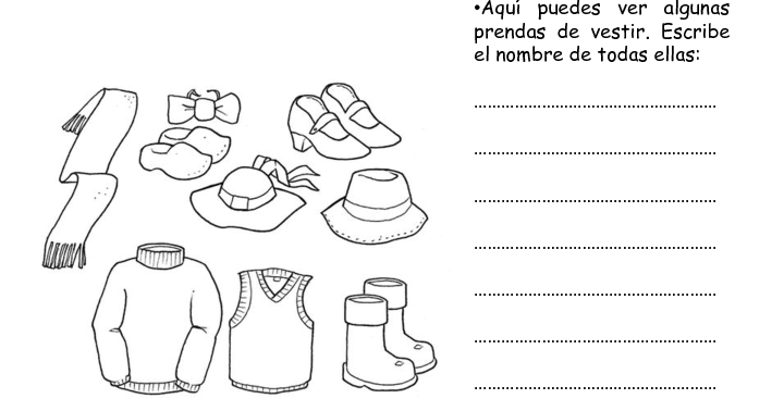 Actividades de ingles para niños de primaria: Las prendas de vestir.