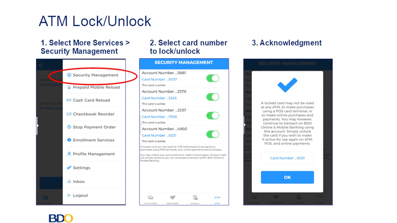 Take Control of Your Own ATM Debit Card Security with BDO Lock/Unlock