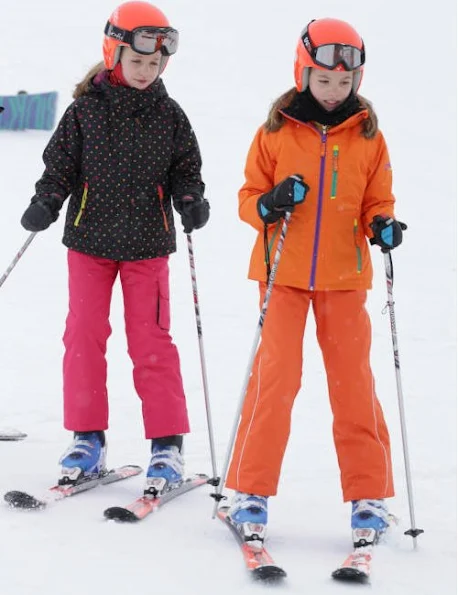 King Felipe, Queen Letizia and their two daughters Princess Leonor and Infanta Sofia on winter holiday at Astún Ski Center in Jaca