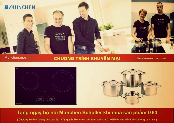 Bếp từ Munchen G60 đang khuyến mãi bộ nồi Munchen Schuller