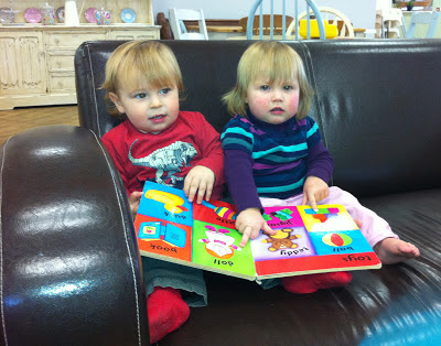 image of toddlers reading