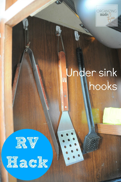 RV Hack -under kitchen sink use command hooks ::OrganizingMadeFun.com