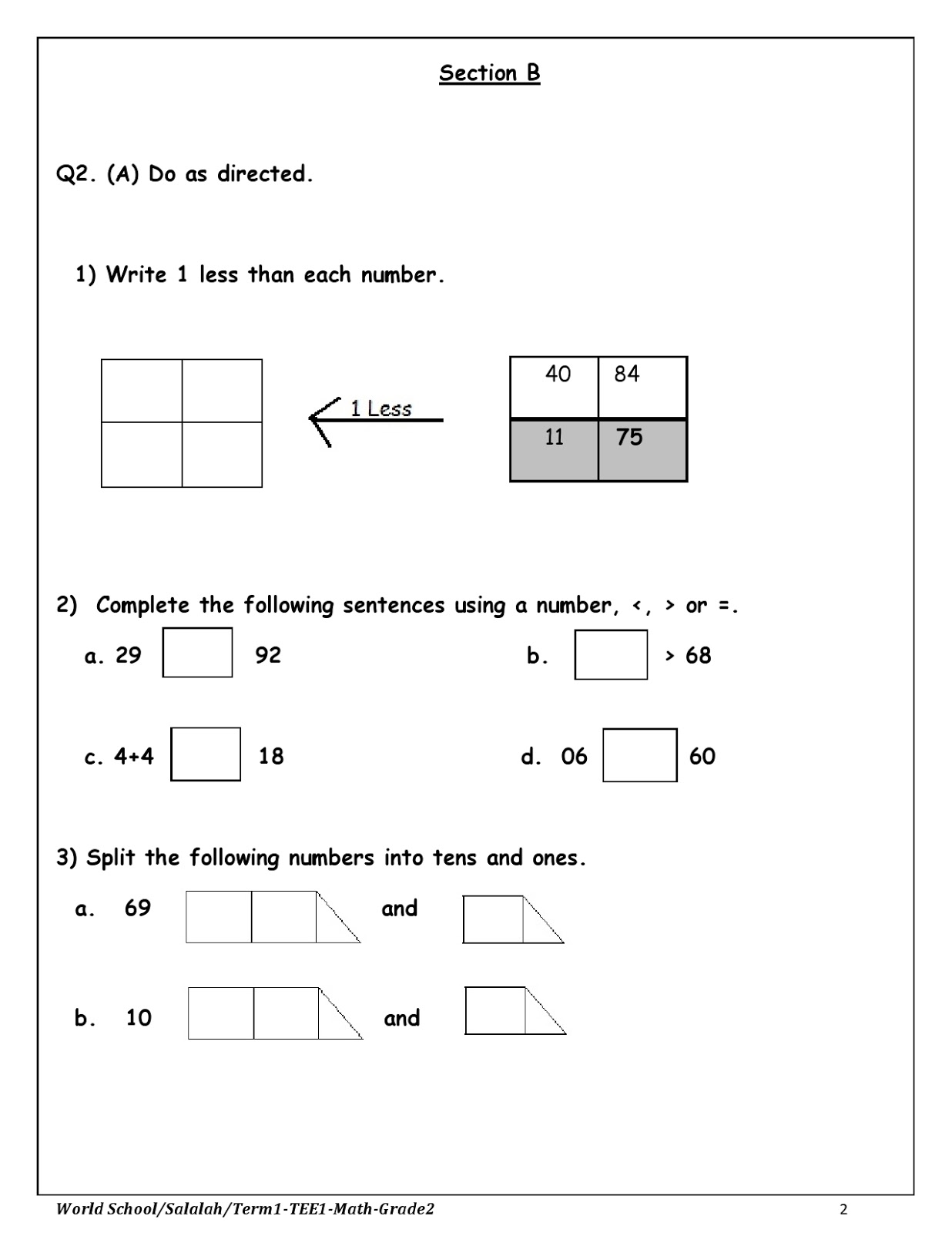 Birla World School Oman: Homework for Grade 2 as on 07/12/2017