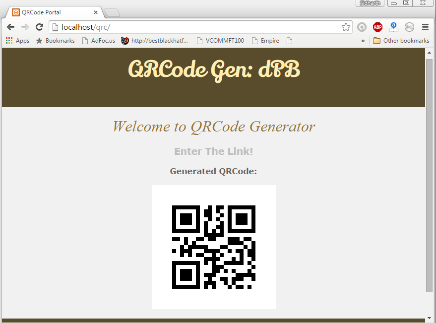 Generated QR code of the input Given