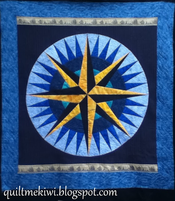 quiltmekiwi Custom quilting Mariners Compass quilt and a Round Robin