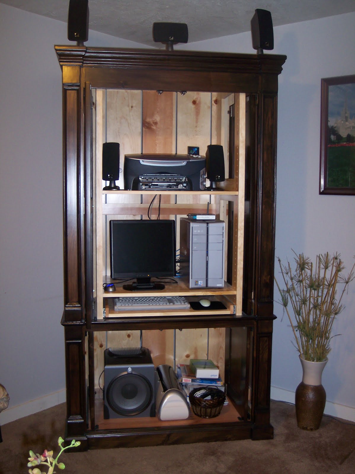 All Things Crafty and Delicious Computer Armoire refinished and