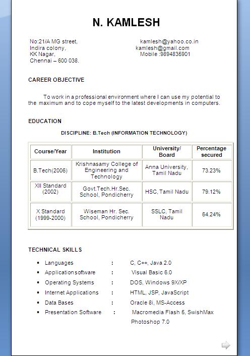 template resume