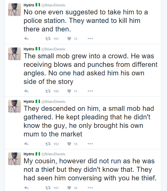 1a2 Twitter user recounts how his innocent cousin was beaten and almost lynched by a mob