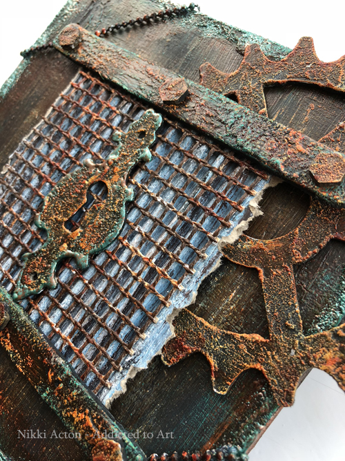 Rusty Wall Panel with Deco Art Media Fluid Acrylics and Seth Apter - Emerald Creek Baked Textures - by Nikki Acton