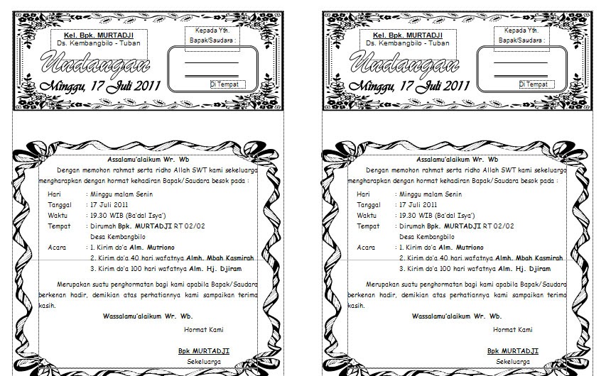 57 Contoh Undangan Dzikir Gratis Terbaik Contoh Undangan